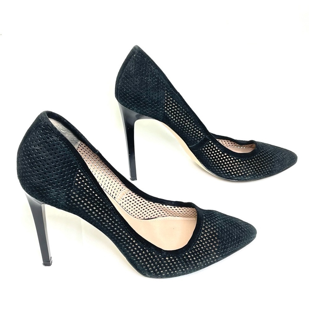 French Connection Monet Black Suede Pumps Sz 8 - Picture 2 of 9